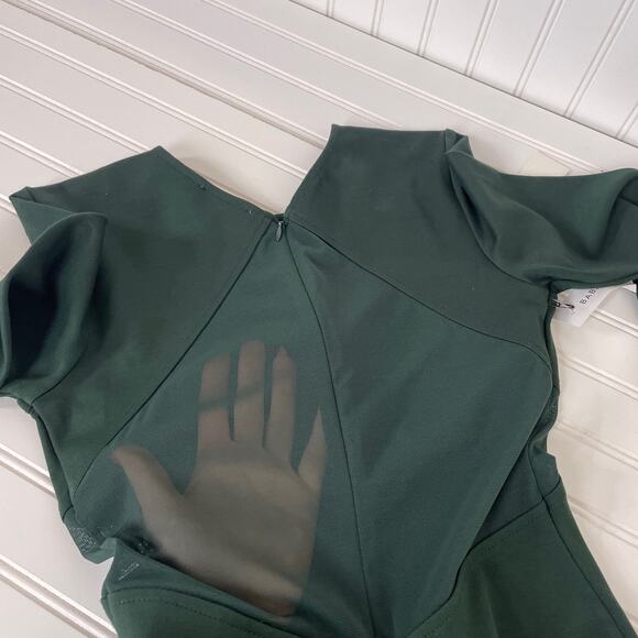 NWT Babaton Scarab Green Fluoresce Long sleeve Mesh Cutout Mini Dress Size 2 - Picture 9 of 10